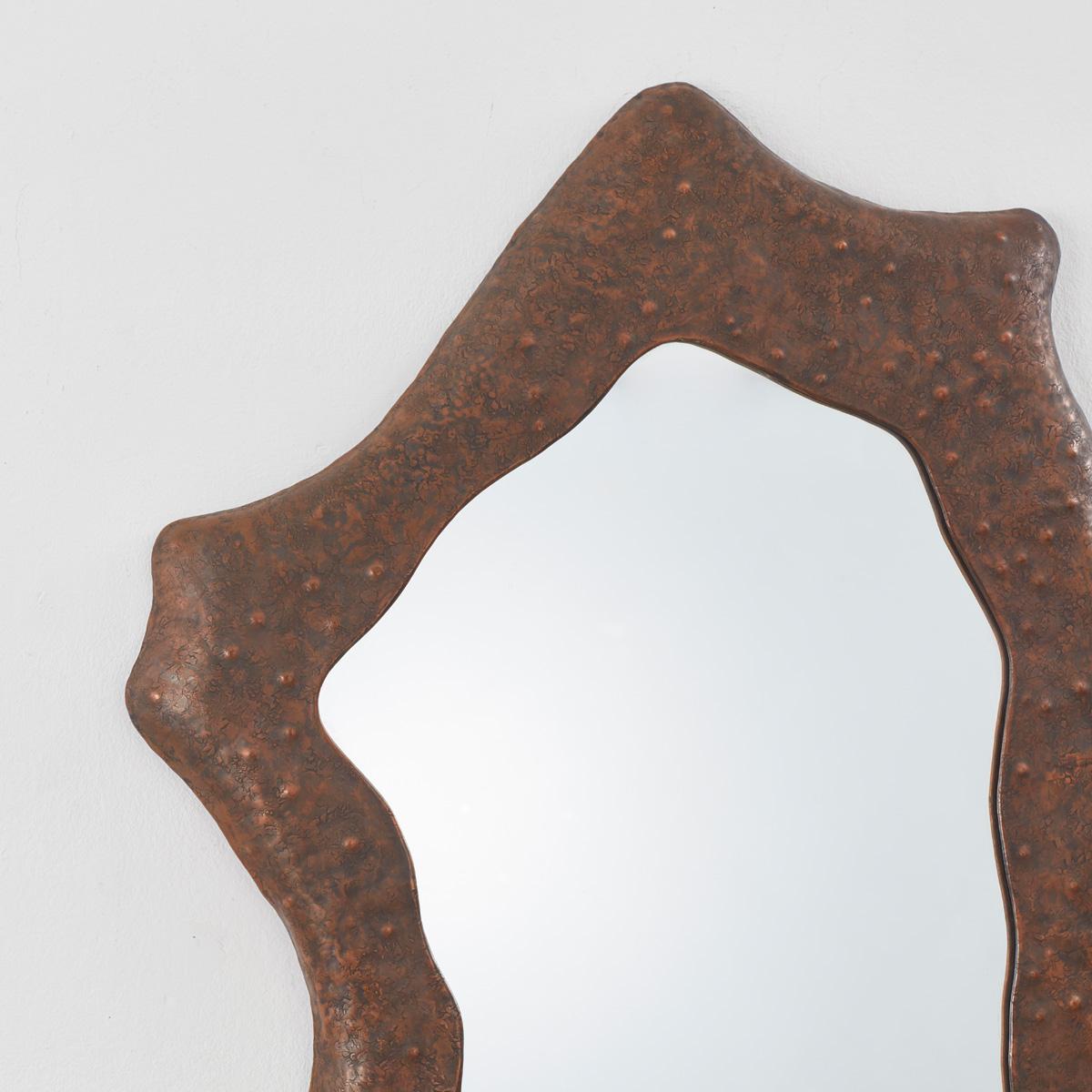Mid-Century Modern Angelo Bragalini Hammered Copper Mirror, Bragalini, Italy