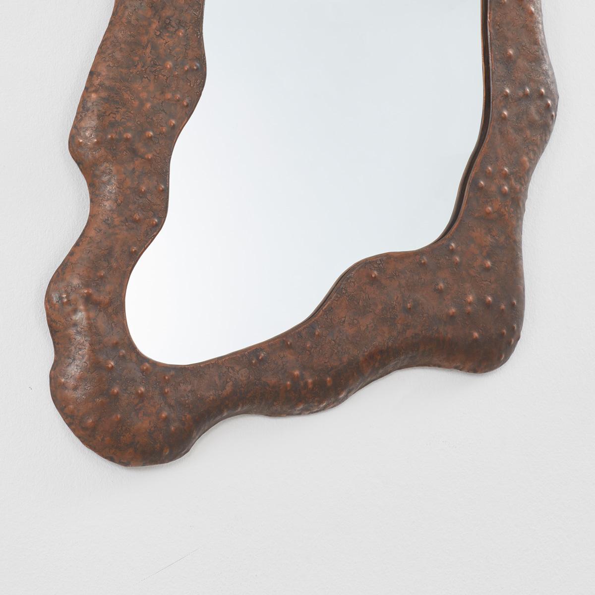 Mid-20th Century Angelo Bragalini Hammered Copper Mirror, Bragalini, Italy
