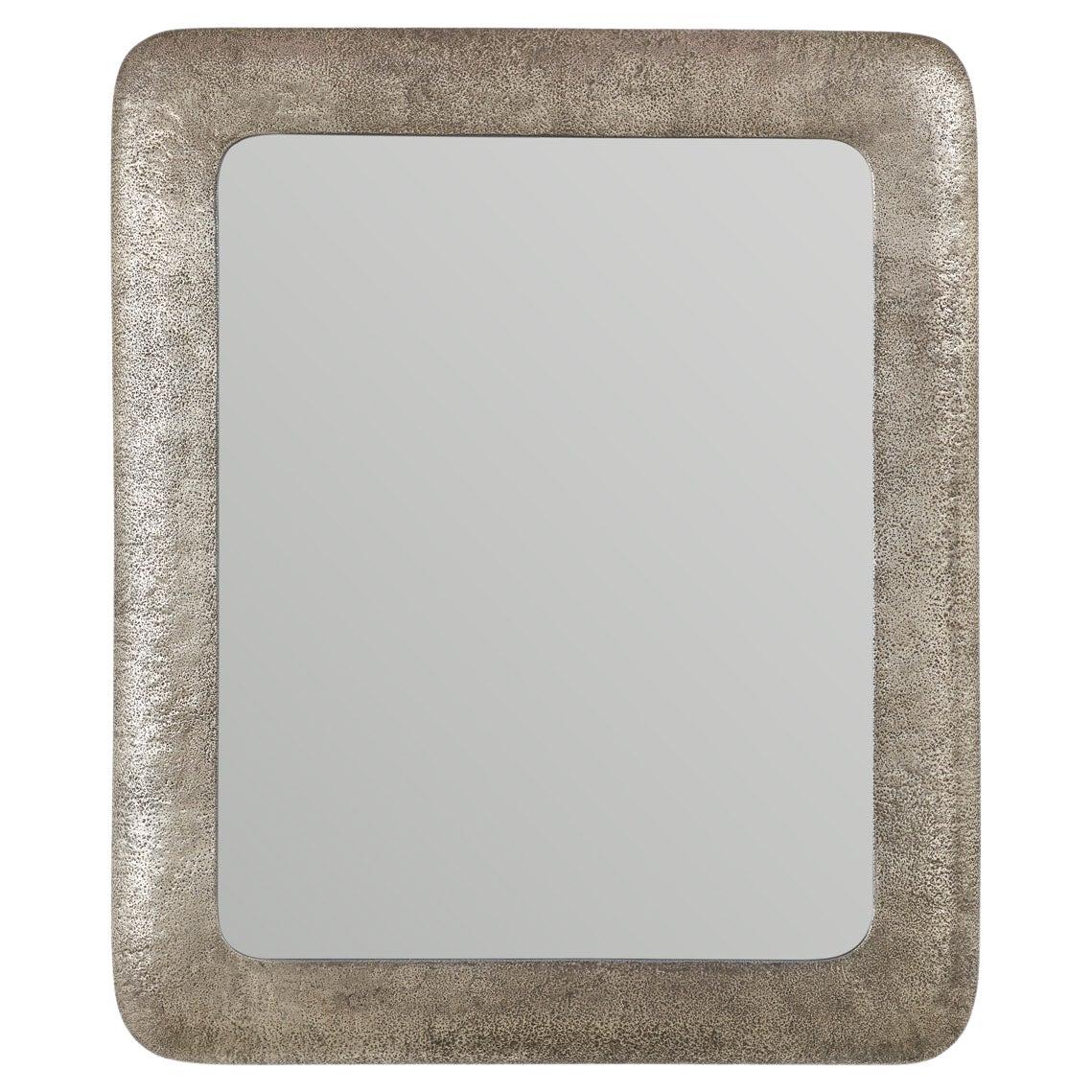 A Bragalini miroir en cuivre argenté repoussé - Italie, années 1960