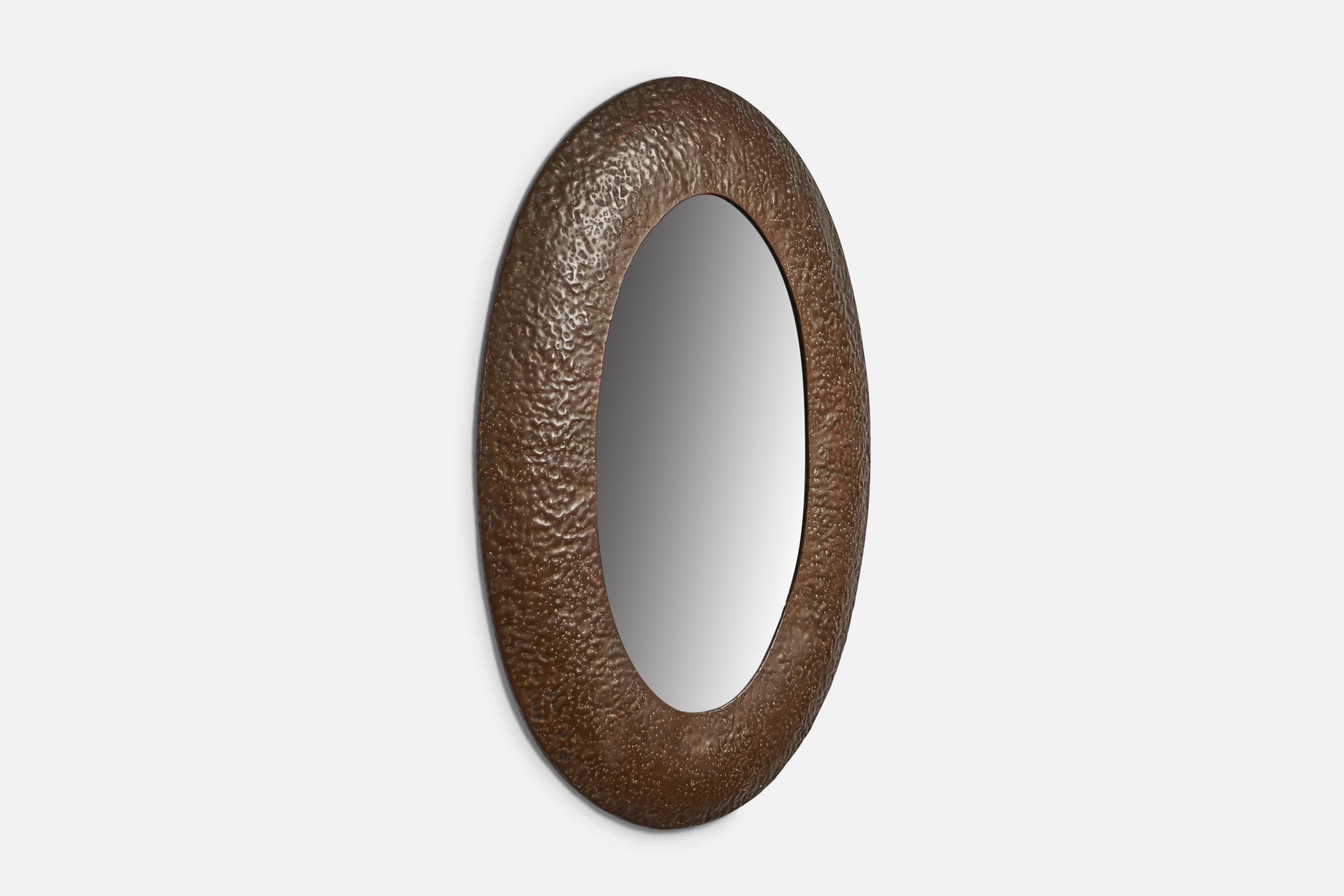 Mid-20th Century Angelo Bragalini, Wall Mirror, Copper, Italy 1960s For Sale