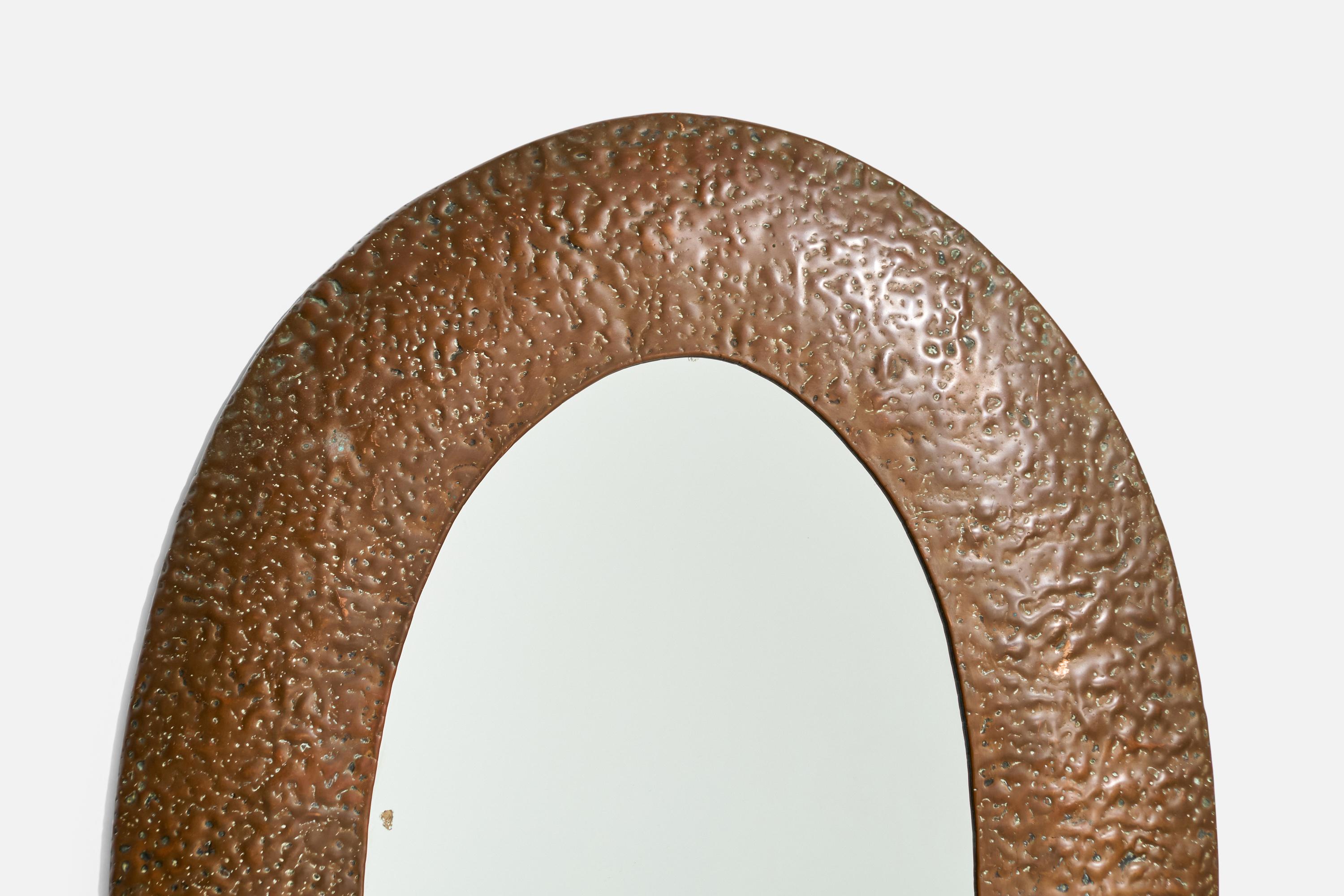 Milieu du XXe siècle Miroir mural Angelo Bragalini, cuivre, Italie, années 1960 en vente