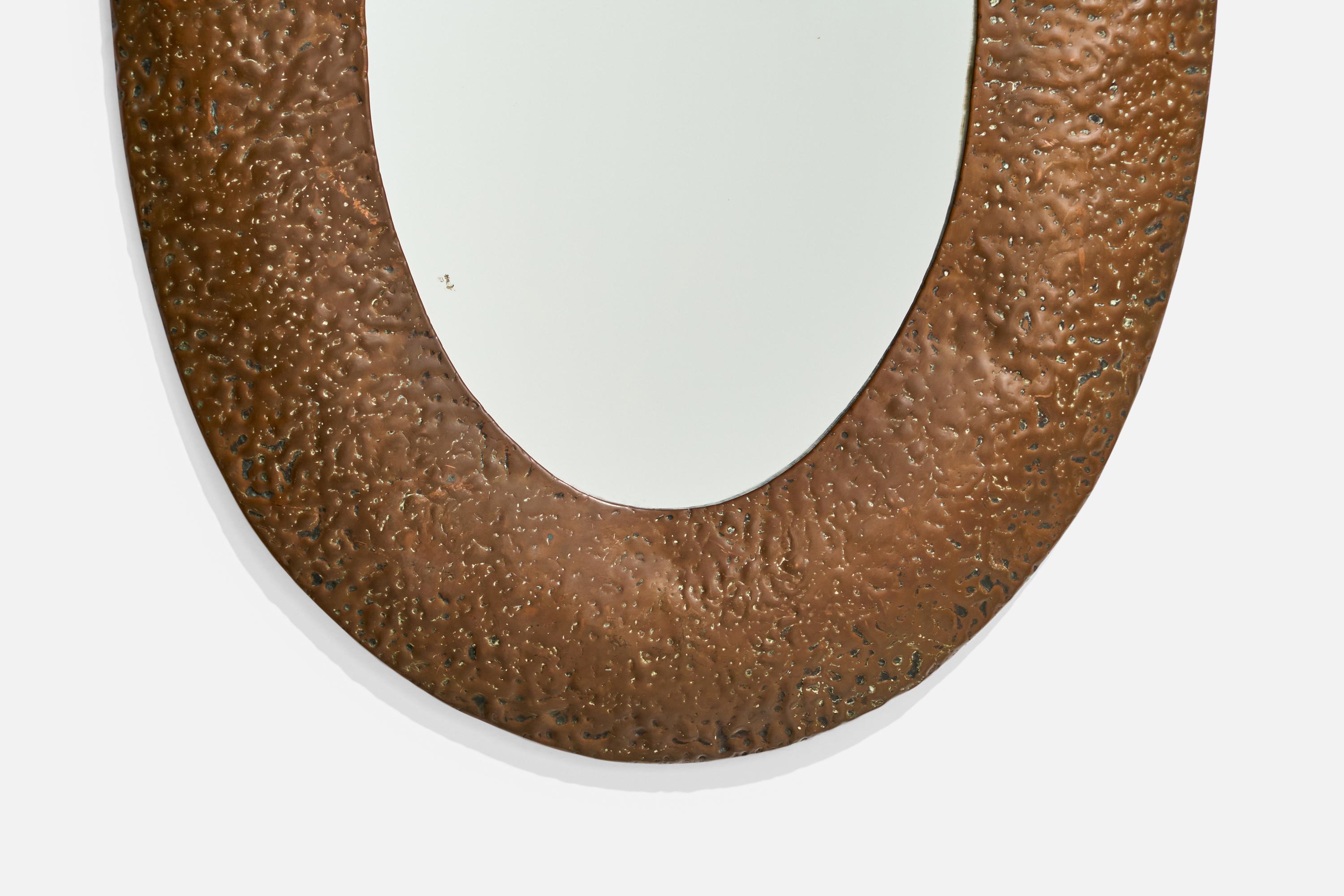 Cuivre Miroir mural Angelo Bragalini, cuivre, Italie, années 1960 en vente
