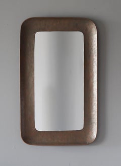Angelo Bragalini, Wall Mirror, Hammered Copper, Mirror Glass, Italy, 1950s