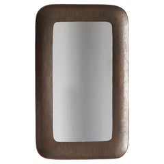 Angelo Bragalini, Wall Mirror, Hammered Copper, Mirror Glass, Italy, 1950s