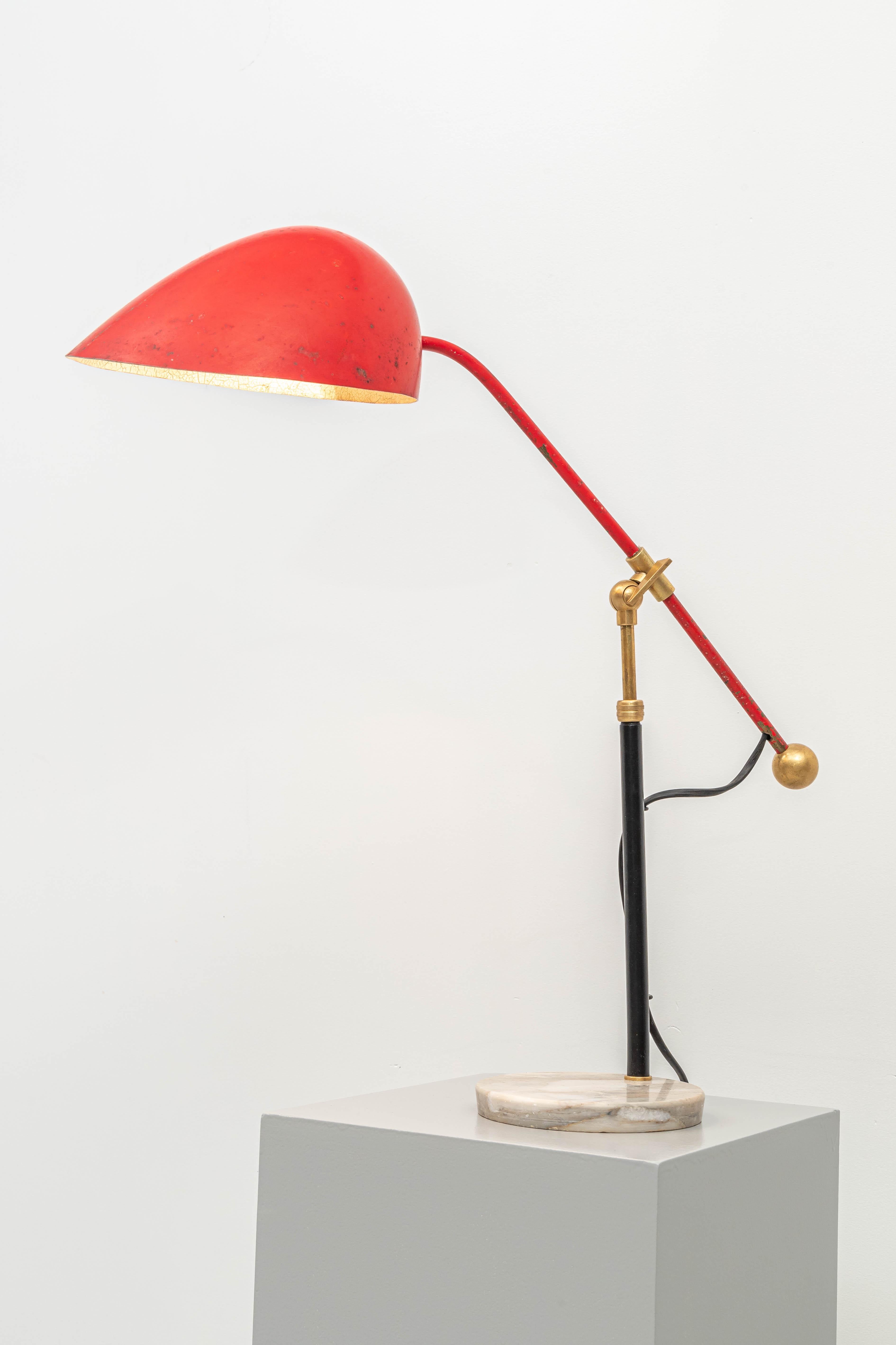 Mid-20th Century Angelo Brotto 5023 Table Lamp in Marble, Metal and Brass for Esperia, 1950's For Sale