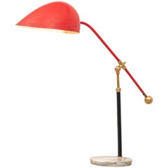 Angelo Brotto, Tischlampe 5023 aus Marmor, Metall und Messing für Esperia, 1950er Jahre