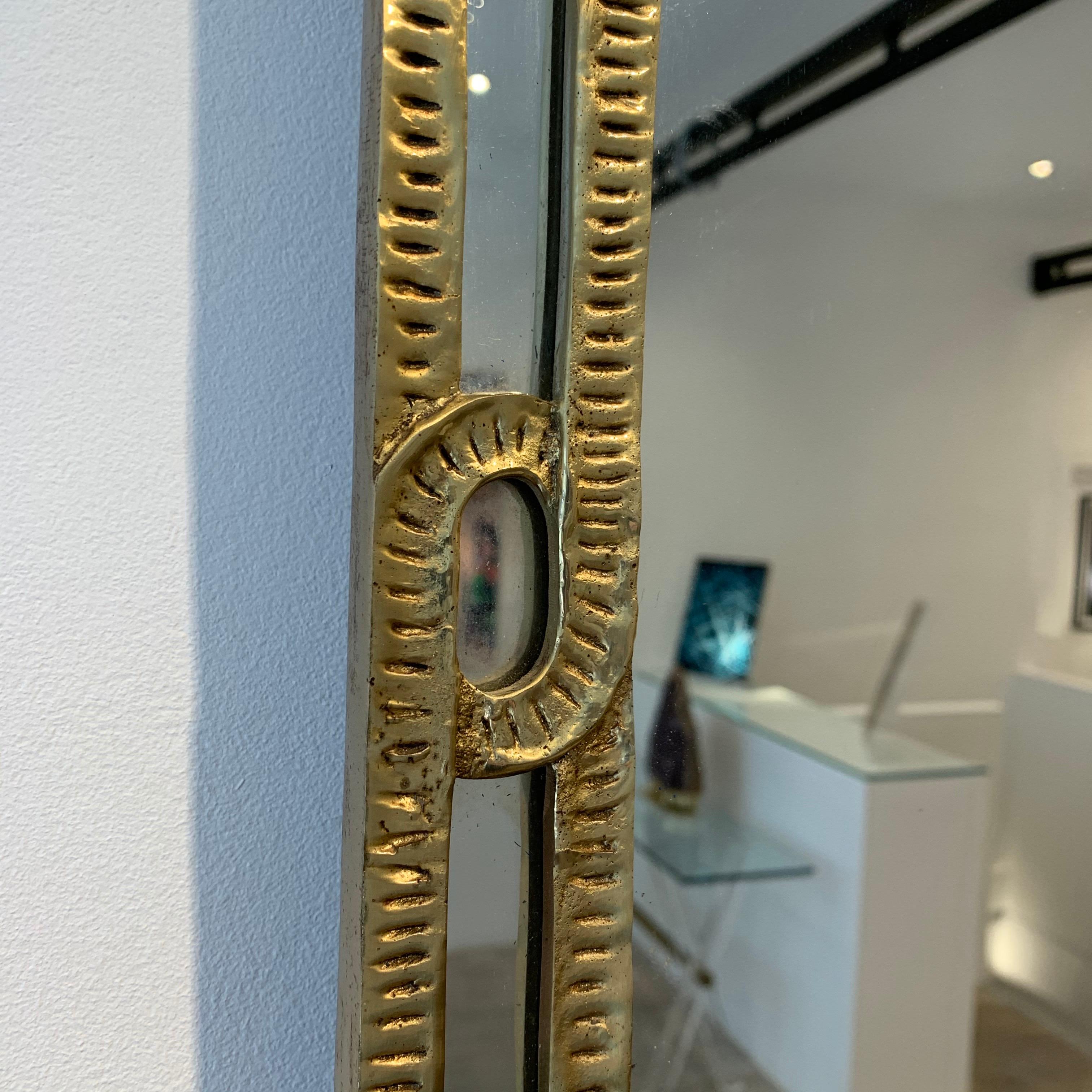 Angelo Brotto Brass Mirror, 1970s, Signed In Good Condition In Brussels, BE