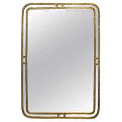Angelo Brotto Brass Mirror, 1970s, Signed