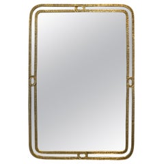 Angelo Brotto Brass Mirror, 1970s, Signed