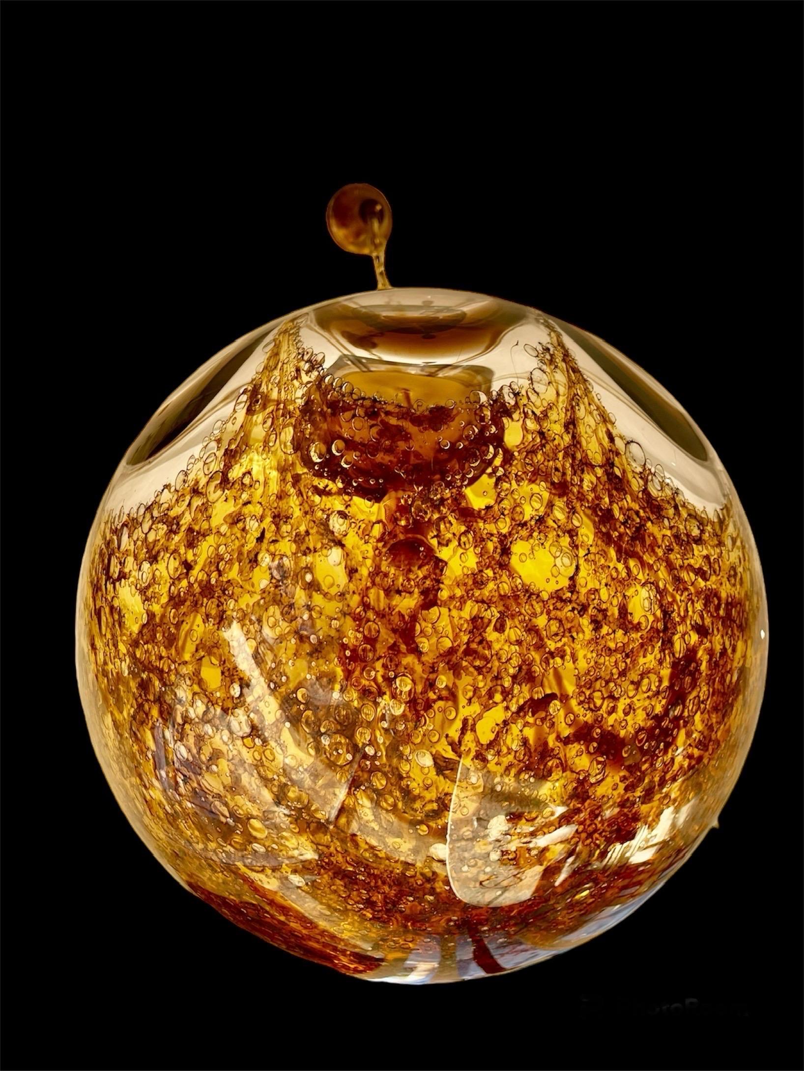 Brass Angelo Brotto by Mazzega Globe glass Murano , Italie 1960s For Sale