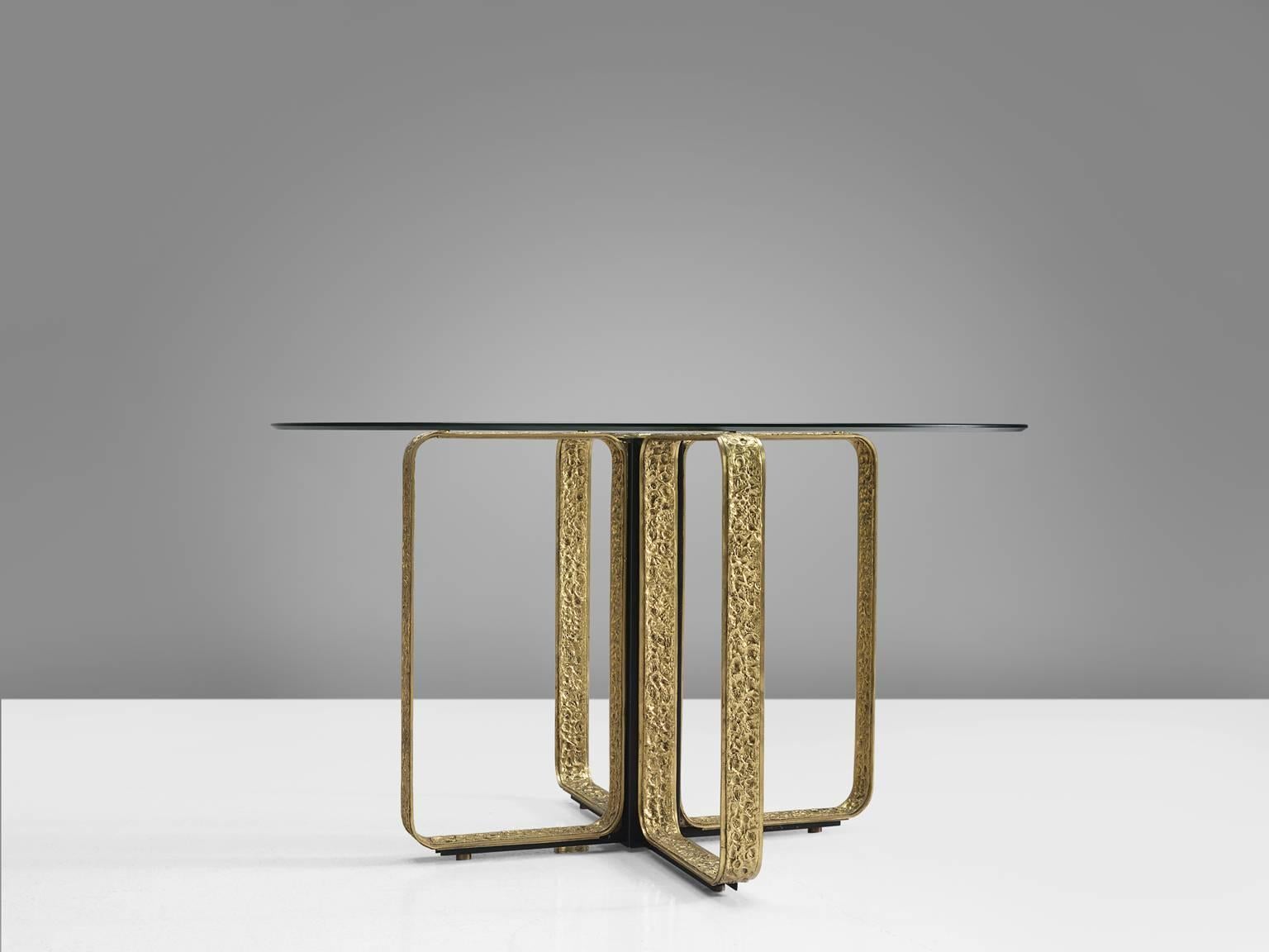 Angelo Brotto Centre Table in Brass and Glass (Moderne der Mitte des Jahrhunderts)