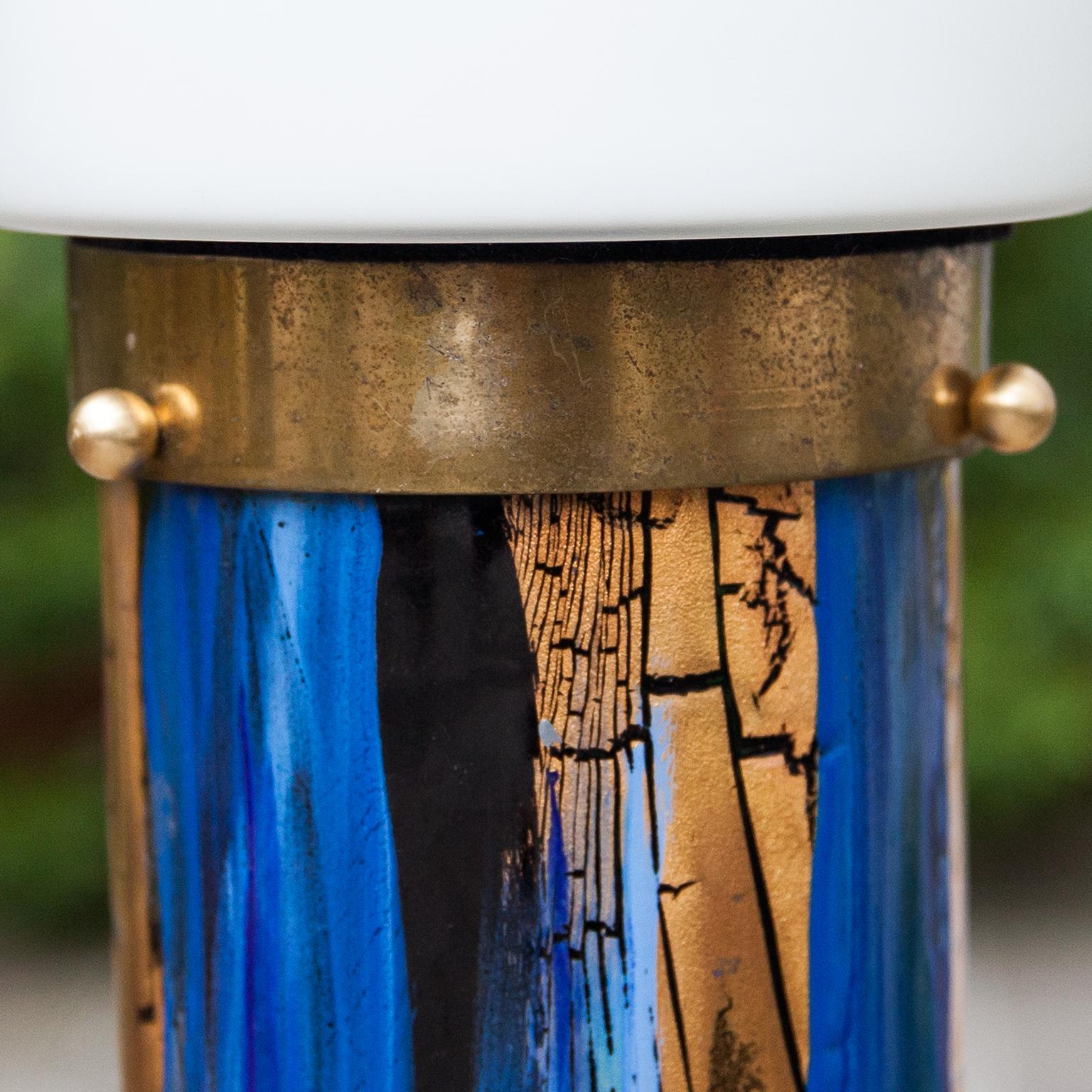 Mid-20th Century Angelo Brotto Enamel Blue Floor Lamp for Esperia Italy 1960s