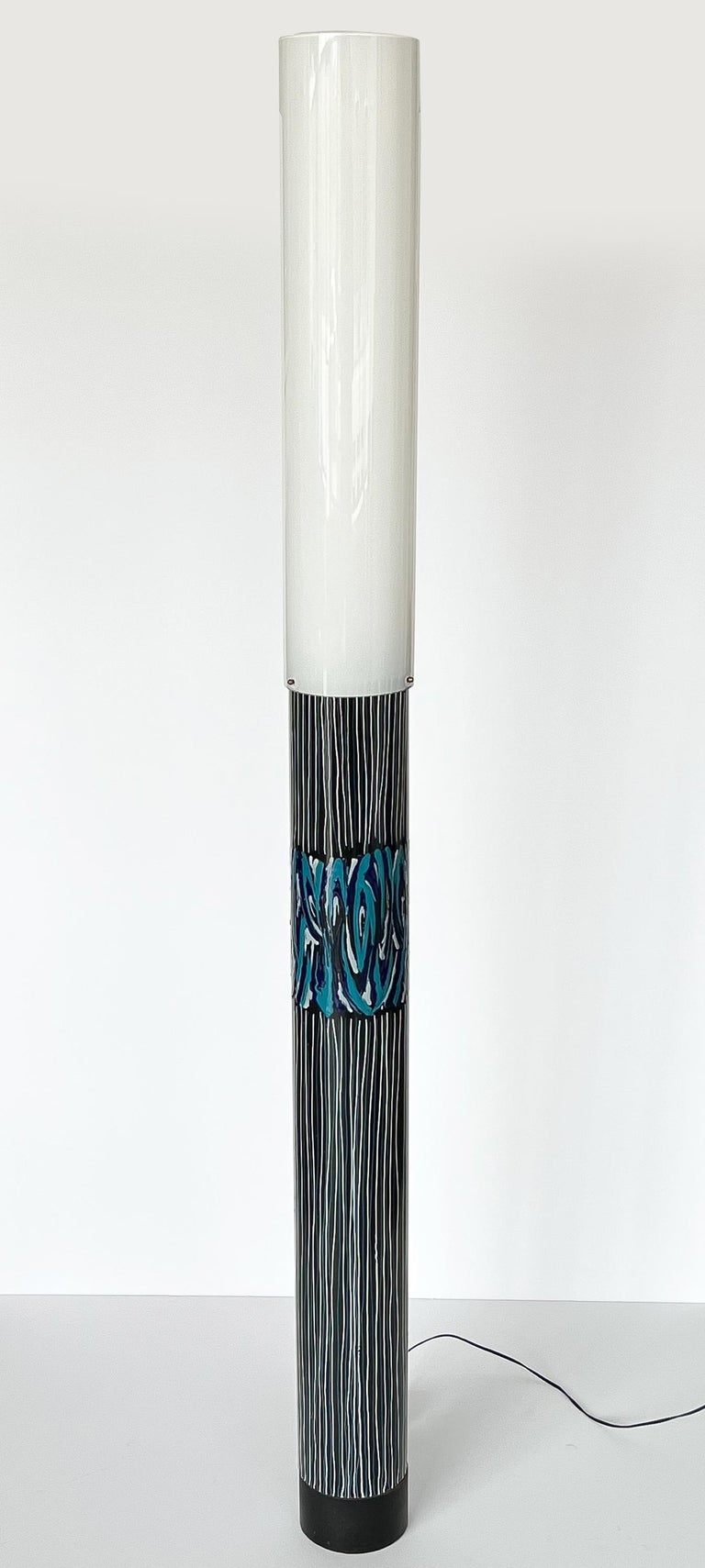 Angelo Brotto Enameled Cylinder Floor Lamp for Esperia at 1stDibs