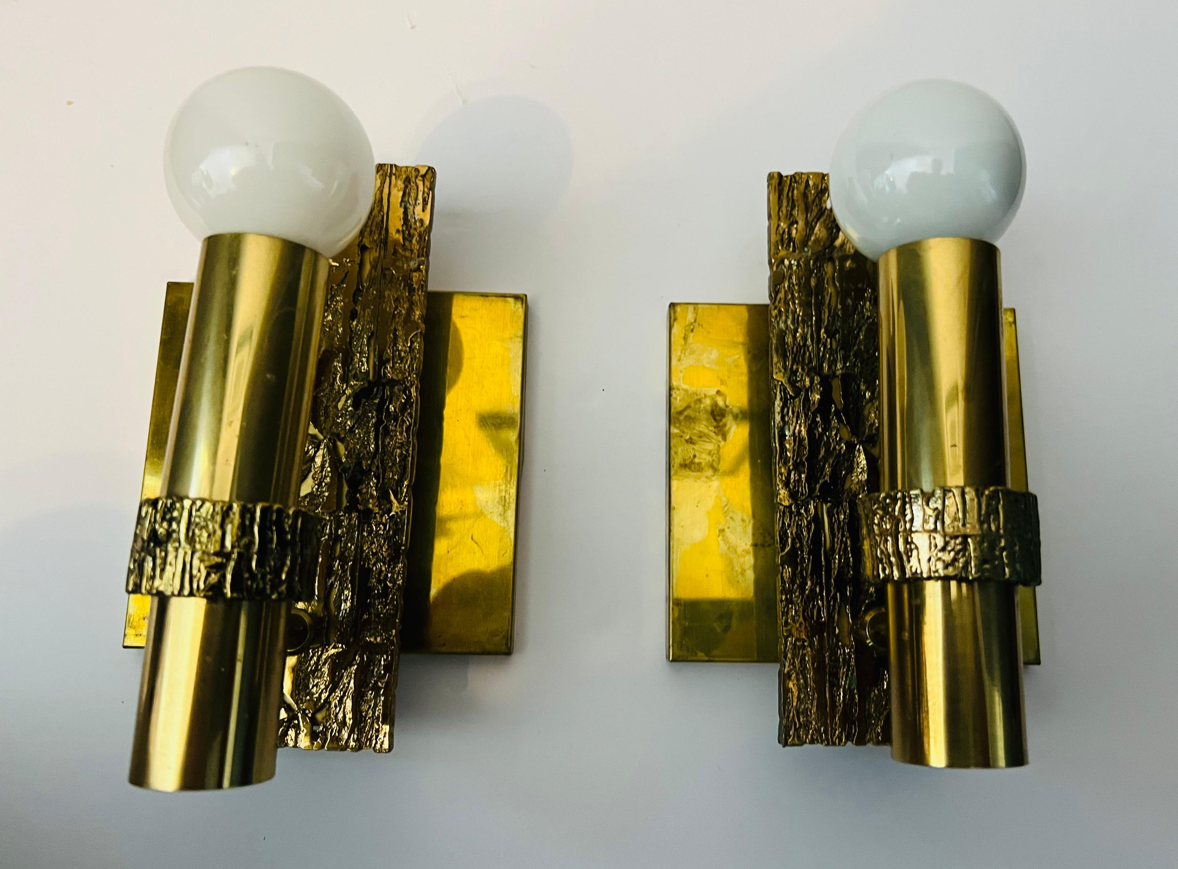 Brass Angelo Brotto Esperia 1960 Italian Mid Century Wall Lights For Sale