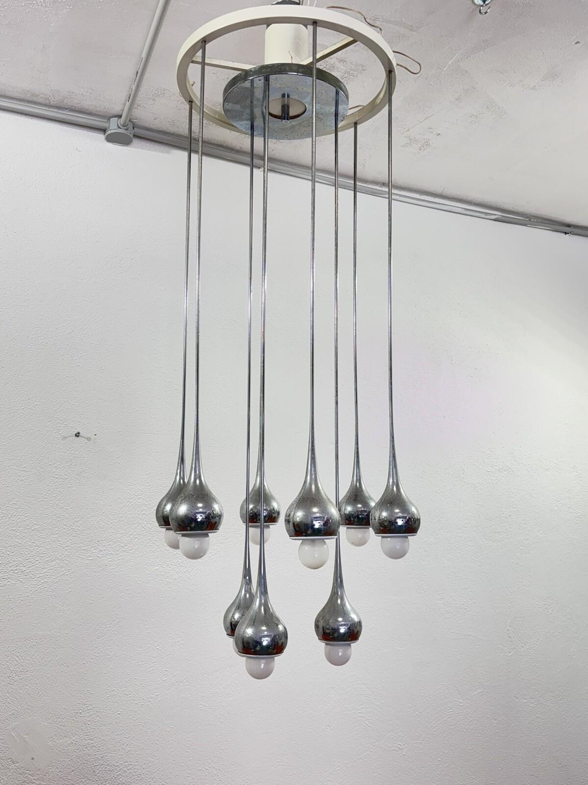 Space Age Angelo Brotto Esperia Lampadario 9 Luci Design Modernariato 1970’s in vendita