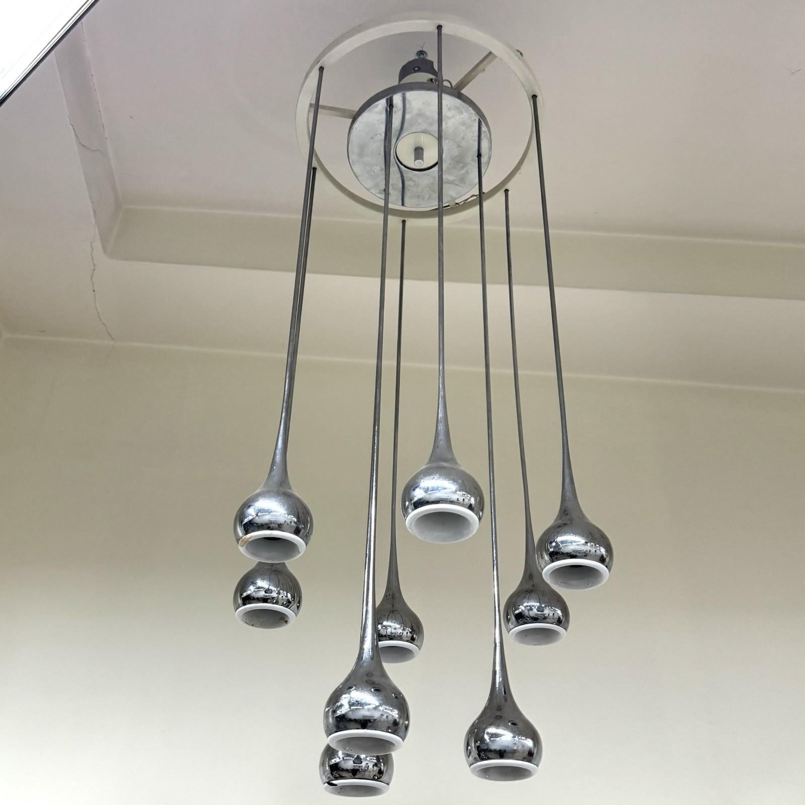 Angelo Brotto Esperia Lampadario 9 Luci Design Modernariato Años 70 Era espacial en venta