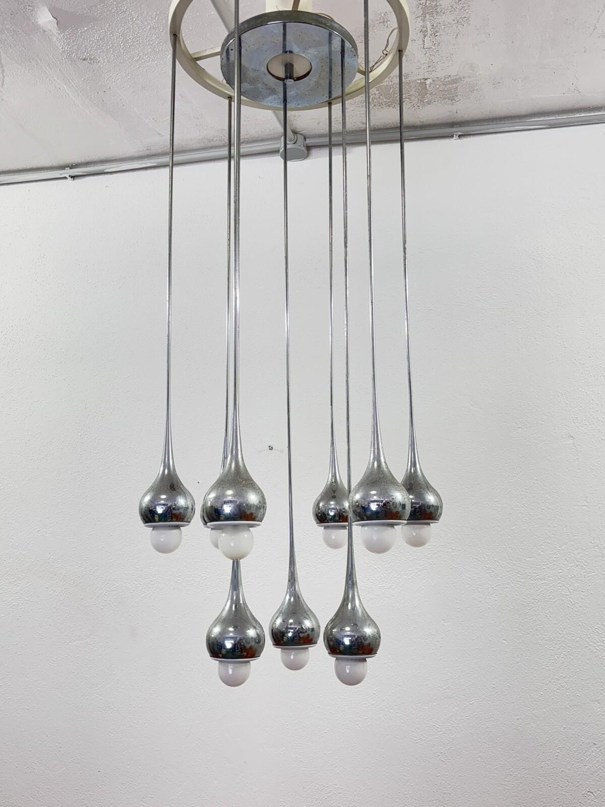 Angelo Brotto Esperia Lampadario 9 Luci Design Modernariato 1970’s In condizioni ottime in vendita a Taranto, IT