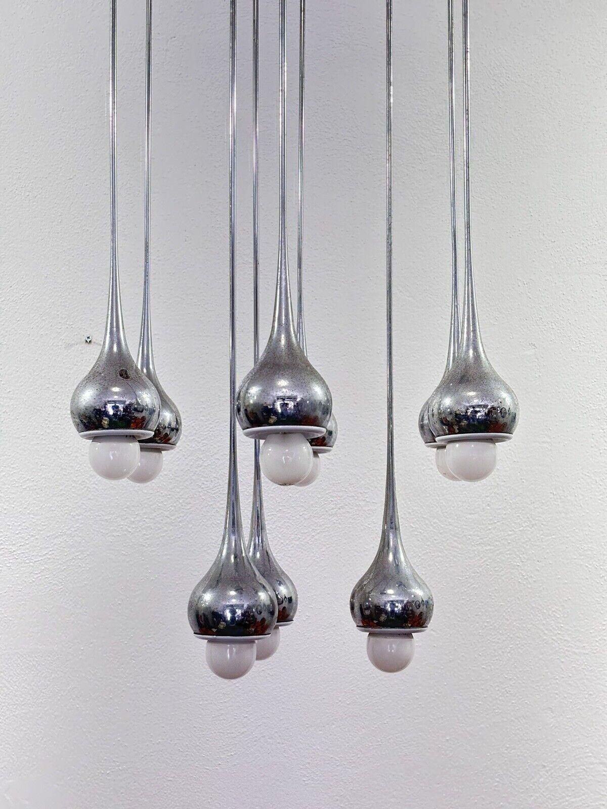 Metallo Angelo Brotto Esperia Lampadario 9 Luci Design Modernariato 1970's in vendita