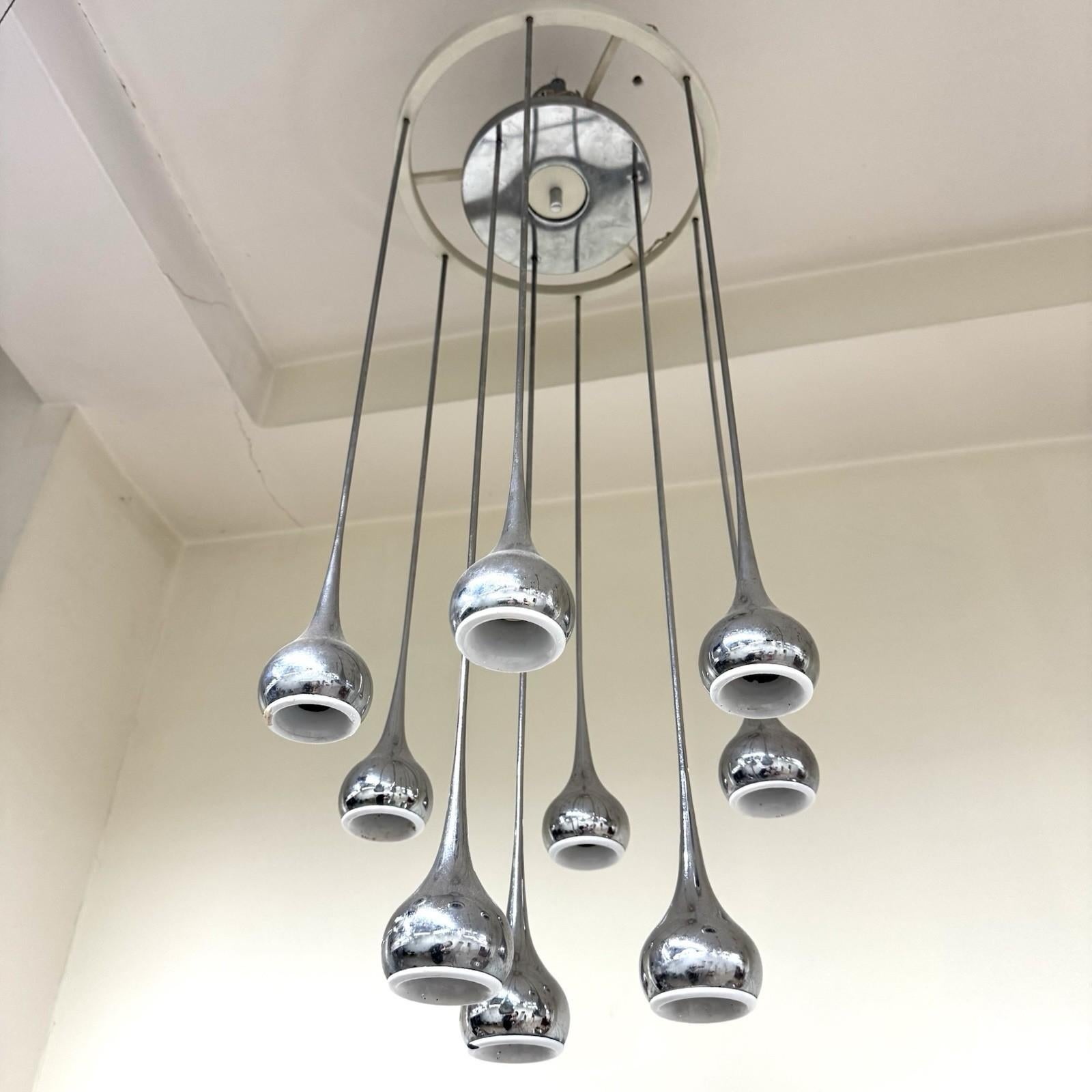 Angelo Brotto Esperia Lampadario 9 Luci Design Modernariato Años 70 finales del siglo XX en venta