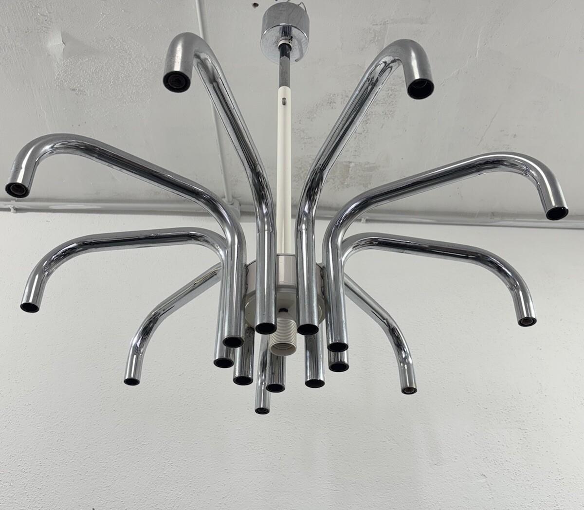 Late 20th Century Angelo Brotto Esperia Luci Lampadario 19 Luci Design Modernariato For Sale