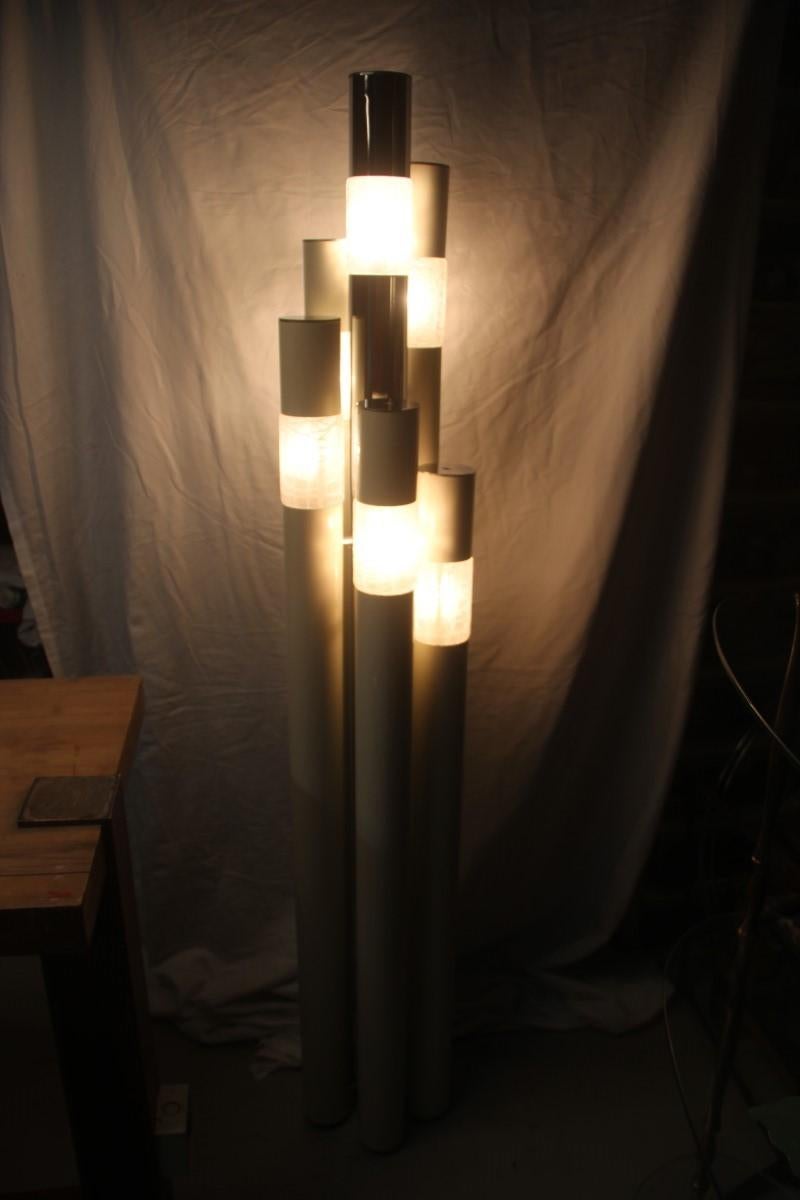 Angelo Brotto for Esperia Floor Lamp Mid-Cenrtury Italian Design White Chrome For Sale 8