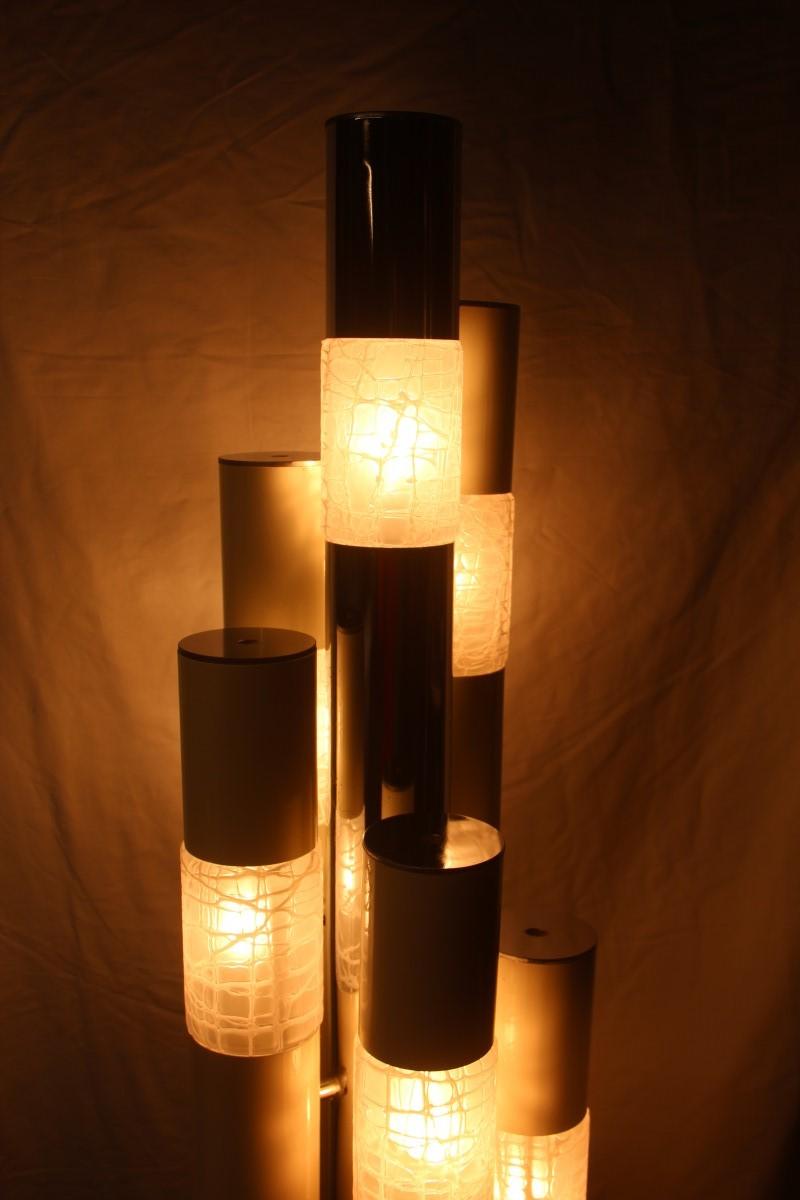 Angelo Brotto für Esperia: Stehlampe aus weißem Chrom, italienisches Design aus der Mitte des Jahrhunderts im Angebot 9