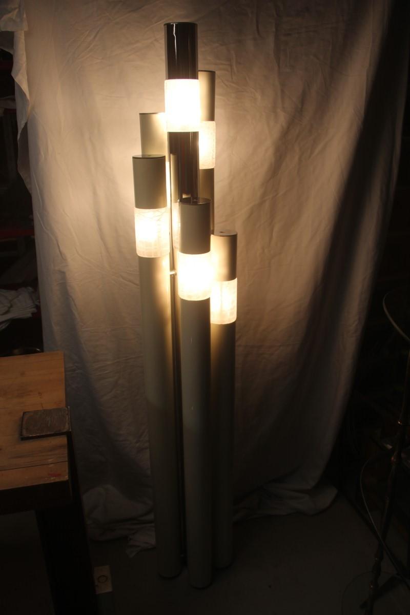 Angelo Brotto for Esperia Floor Lamp Mid-Cenrtury Italian Design White Chrome For Sale 11