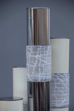 Lampadaire Angelo Brotto pour Esperia, design italien mi-siècle, chrome blanc