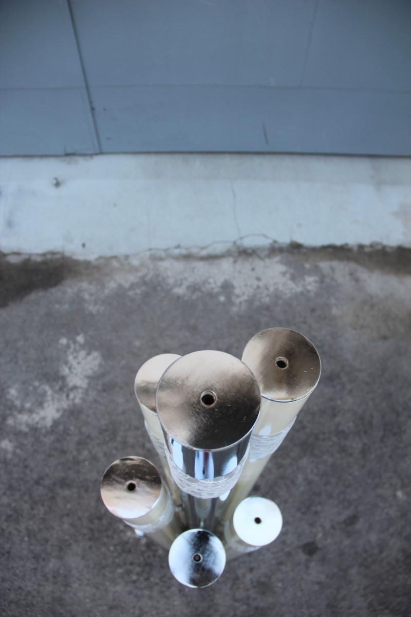 Angelo Brotto for Esperia Floor Lamp Mid-Cenrtury Italian Design White Chrome For Sale 3