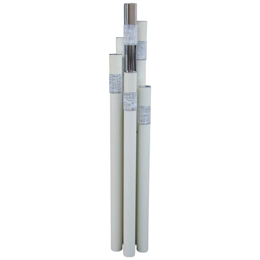 Lampadaire Angelo Brotto pour Esperia, design italien mi-siècle, chrome blanc
