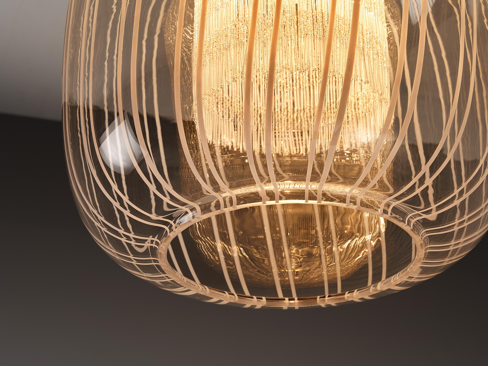 Italiano Angelo Brotto for Esperia Large Pendant in Glass and Brass in vendita