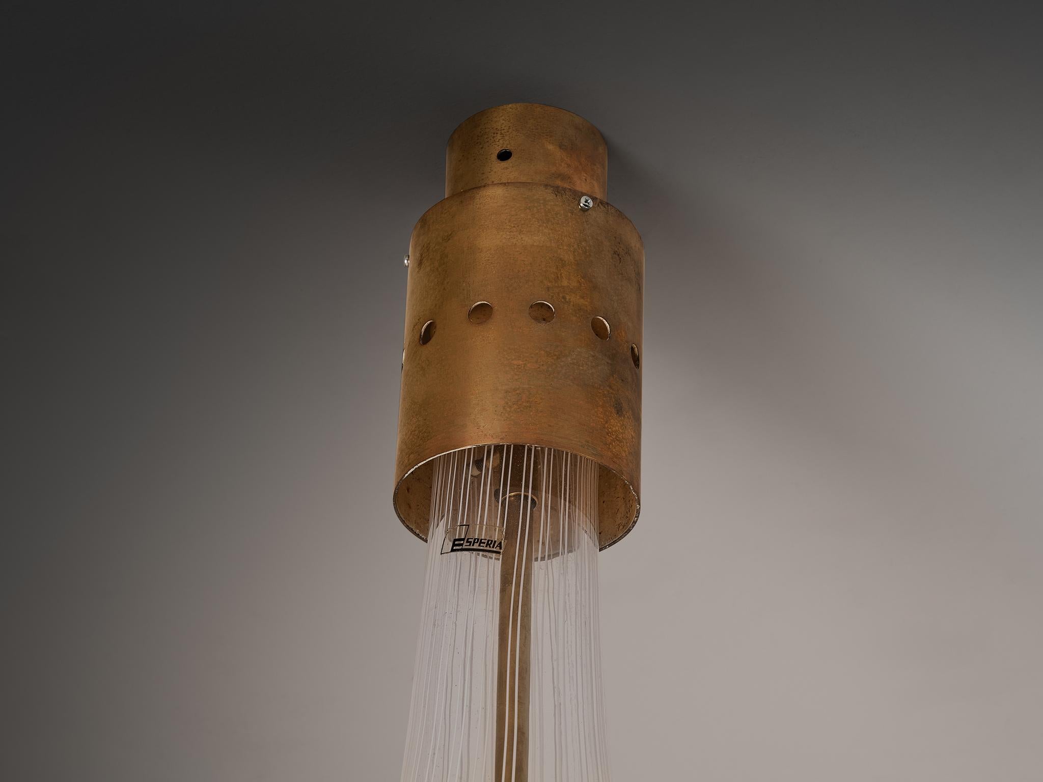 Angelo Brotto for Esperia Large Pendant in Glass and Brass in vendita 1
