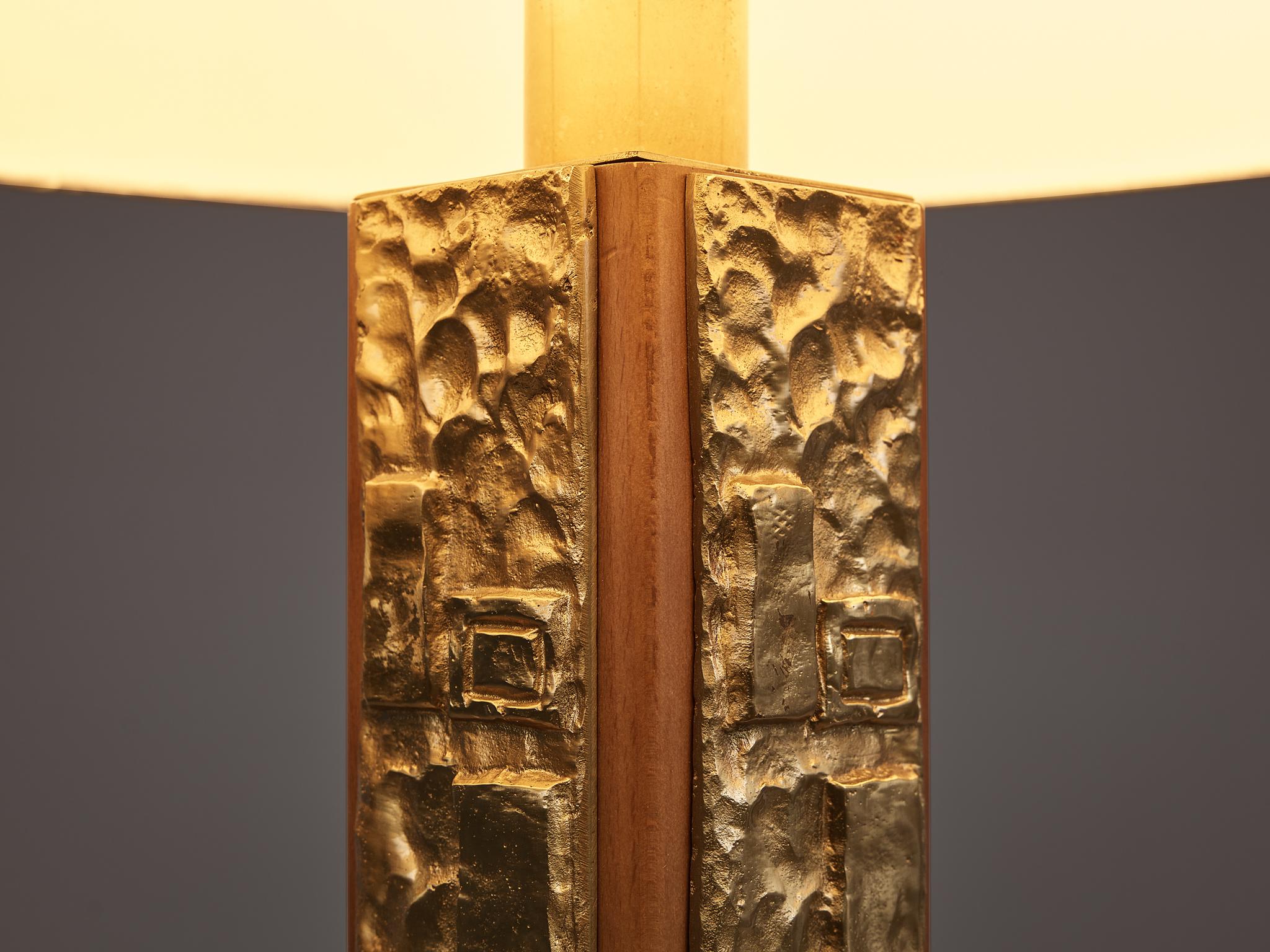 Mid-20th Century Angelo Brotto for Esperia ´Margot´ Table Lamp in Cast Bronze and Walnut