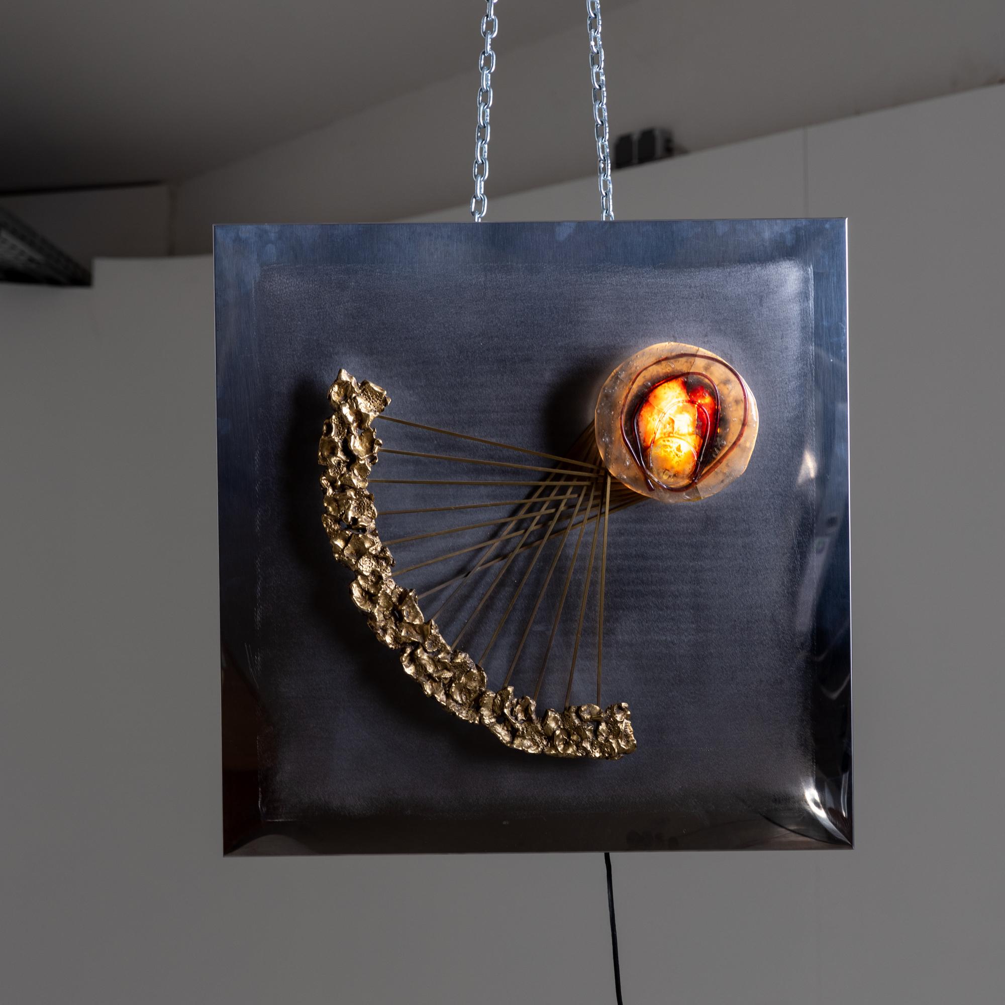 Italian Angelo Brotto illuminated Wall Sculpture For Sale