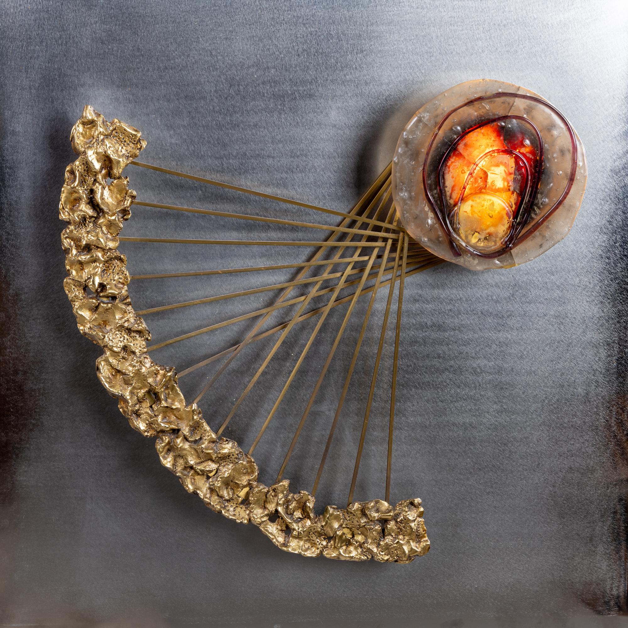 20th Century Angelo Brotto illuminated Wall Sculpture For Sale