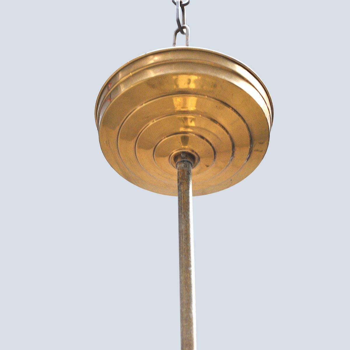 Angelo Brotto Italian Midcentury Chandelier in Brass and Glass In Good Condition In bari, IT