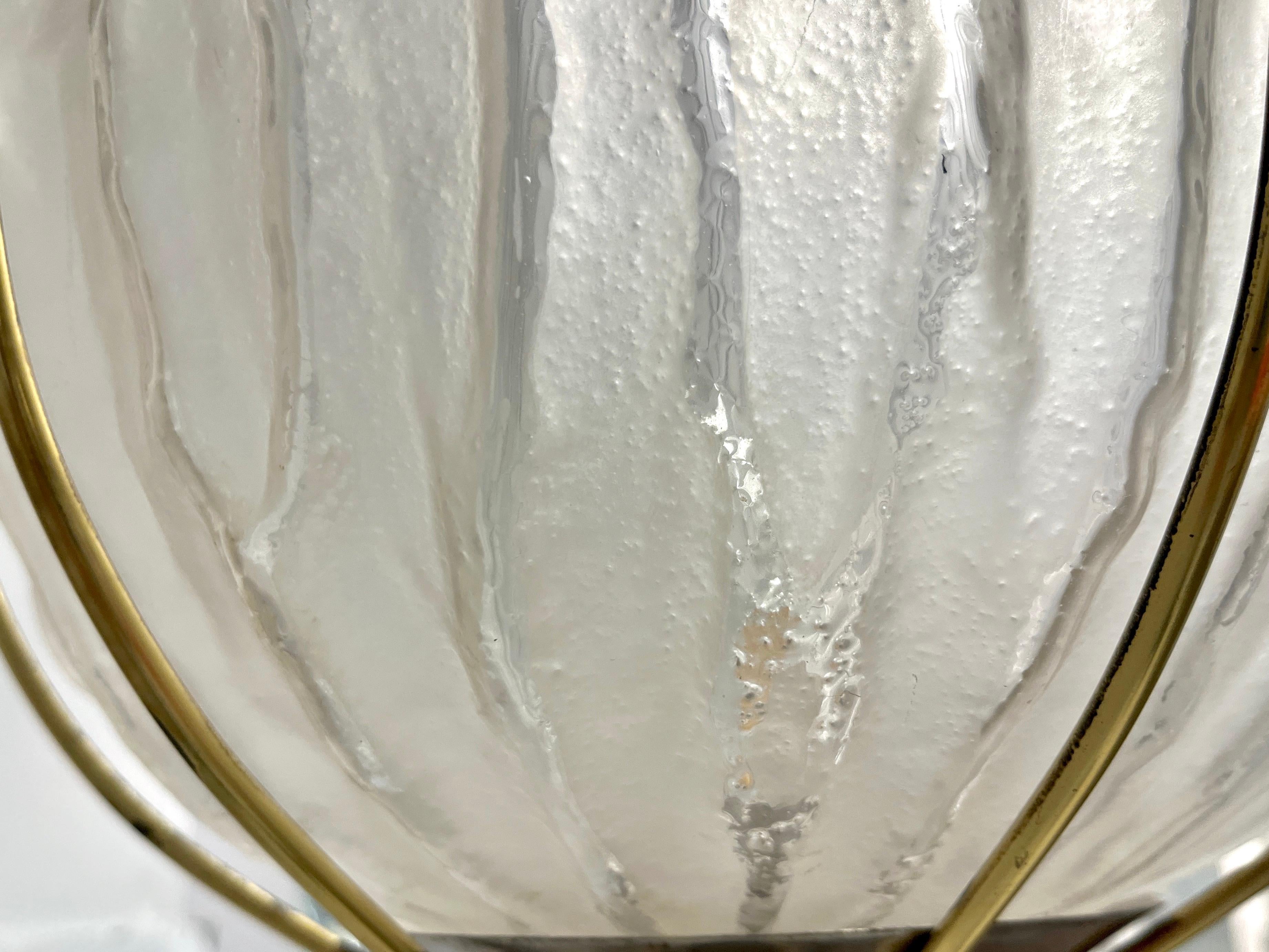 Angelo Brotto Italian Vintage Crystal Murano Glass Globe Nickel Brass Floor Lamp 4