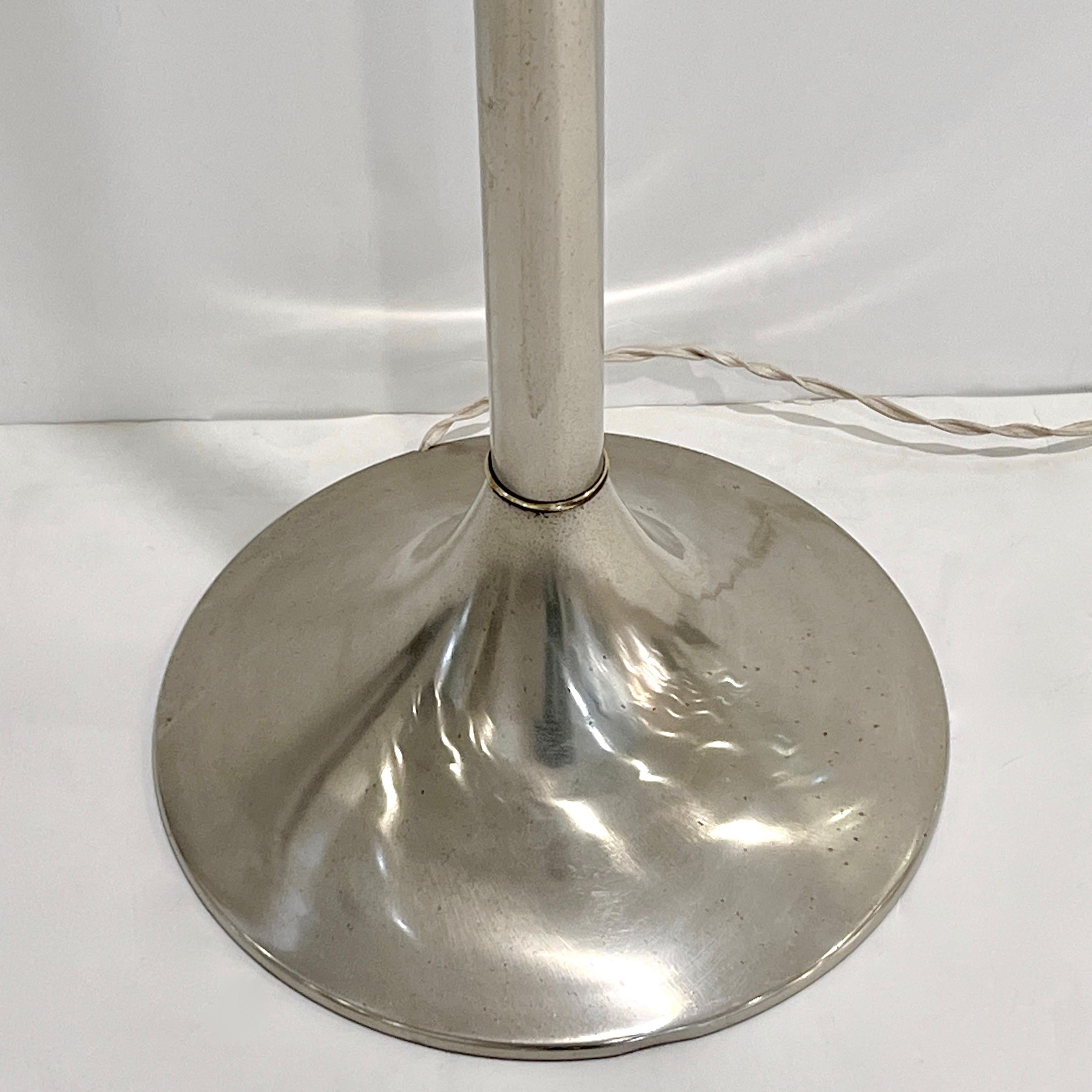Angelo Brotto Italienisch Vintage Crystal Murano Glass Globe Nickel Messing Stehlampe 1