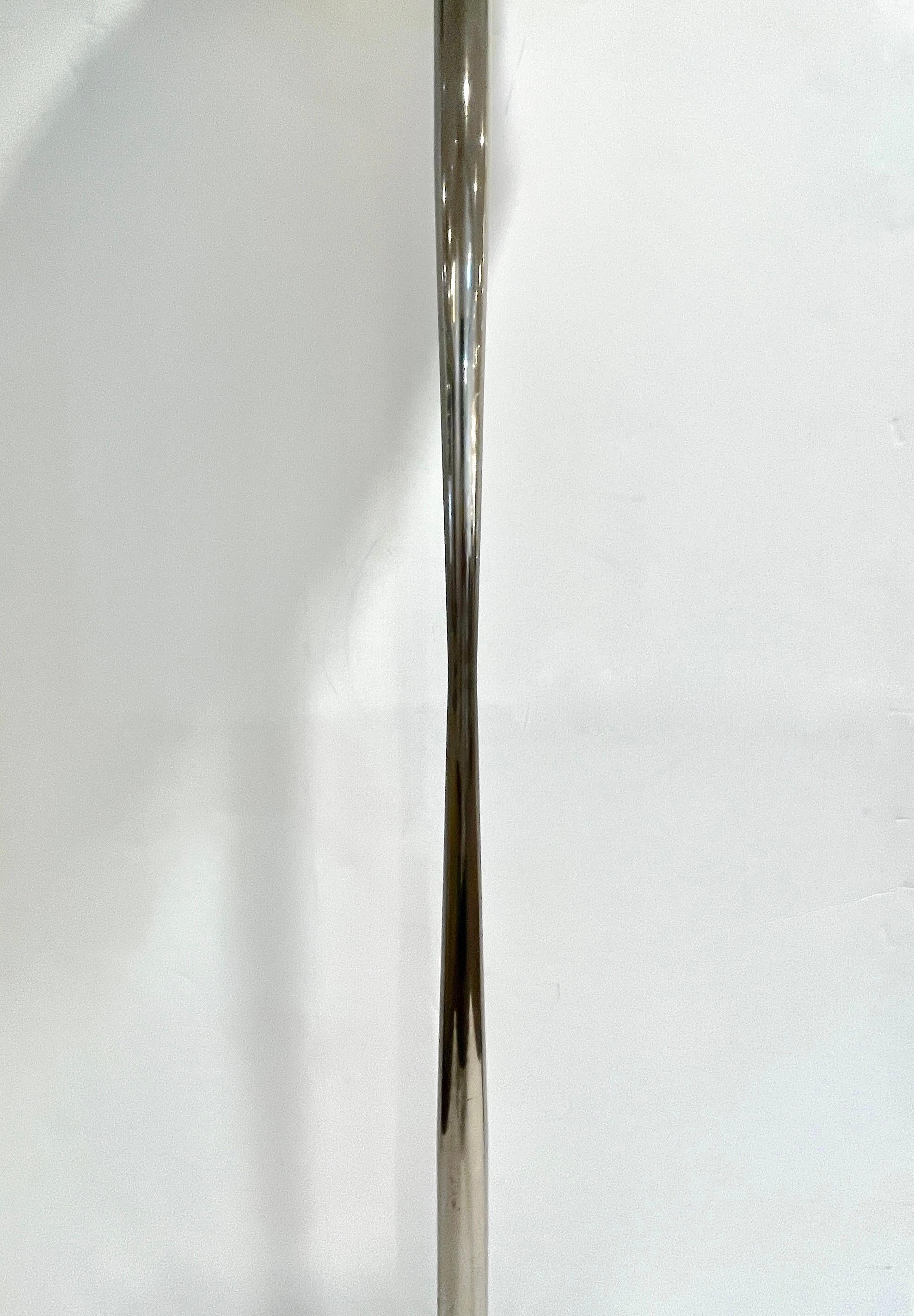 Angelo Brotto Italienisch Vintage Crystal Murano Glass Globe Nickel Messing Stehlampe 2