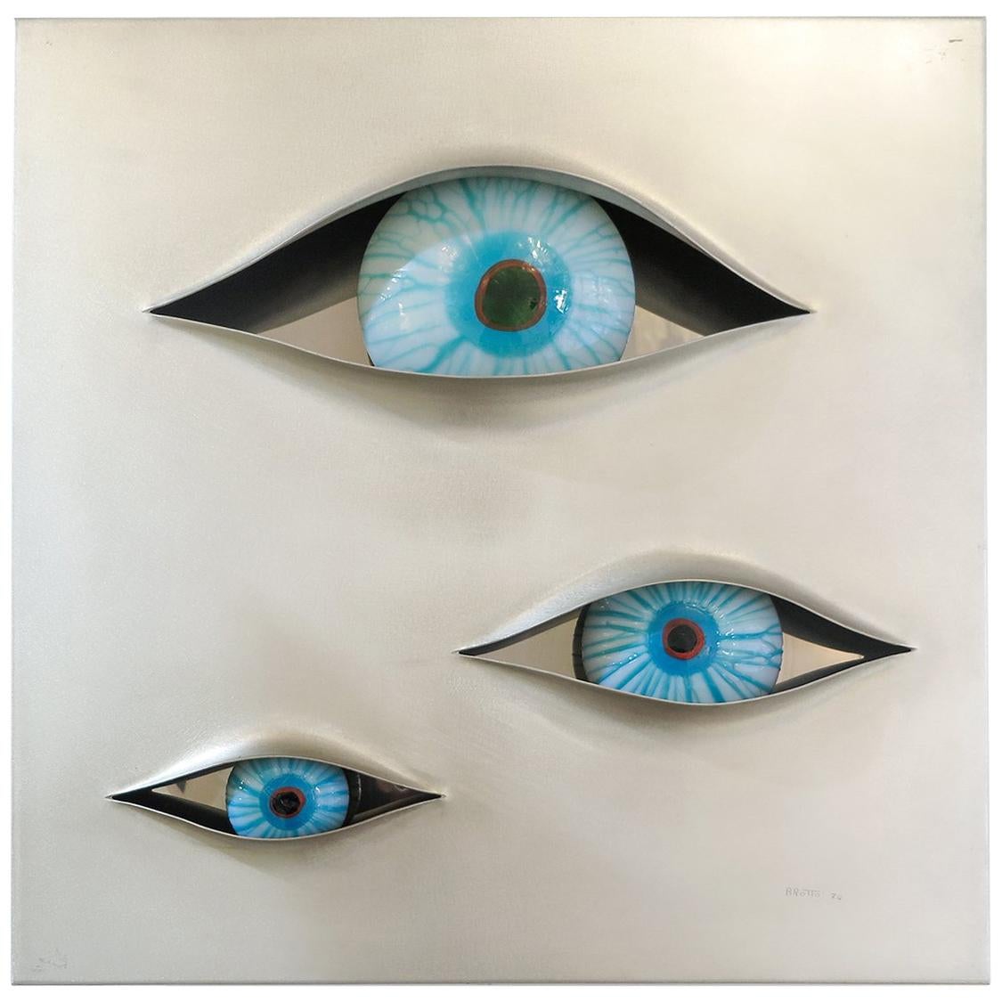 Angelo Brotto " Malizia " Illuminated Wall Panel with 3 Eyes