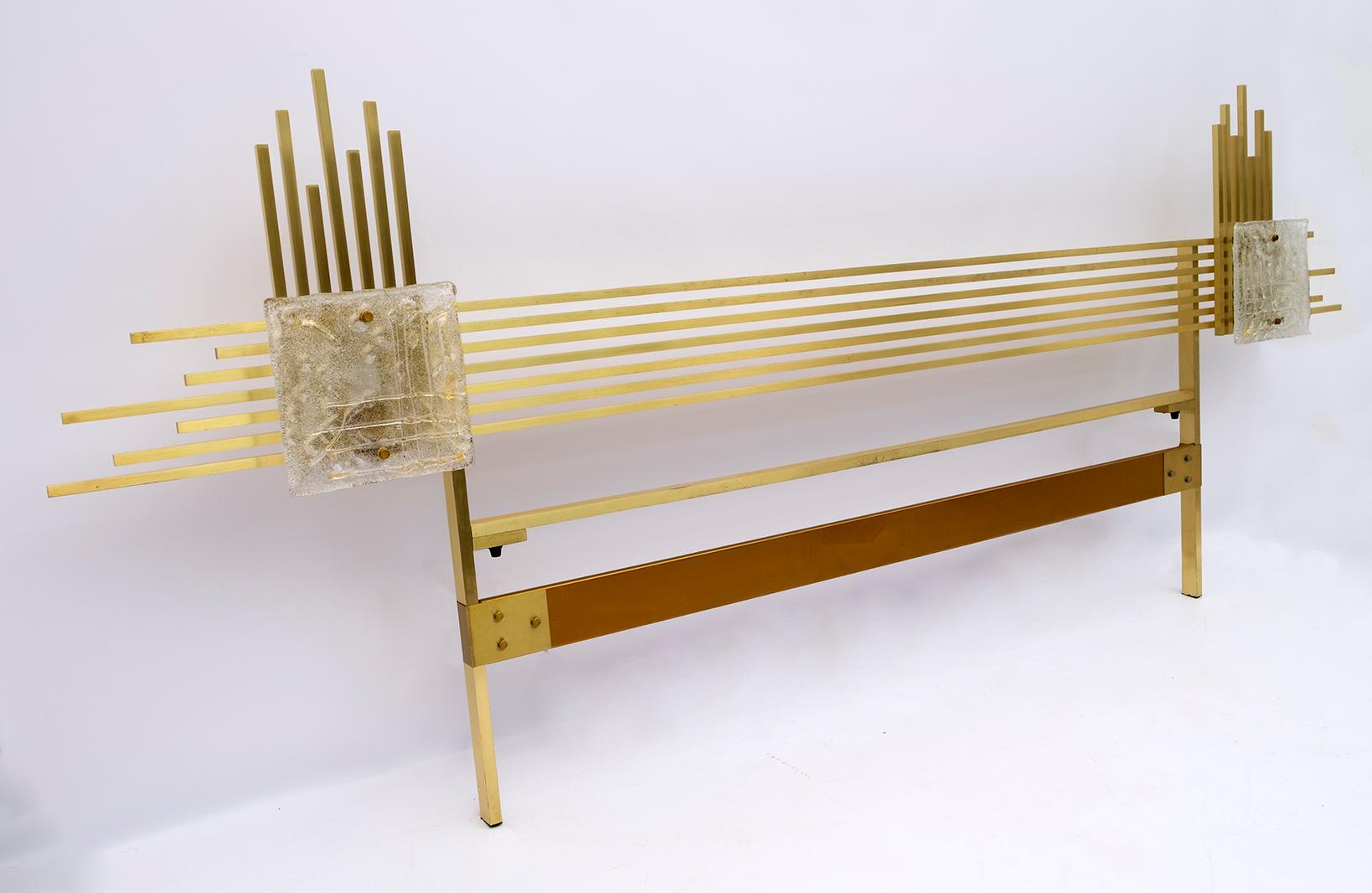 Mid-Century Modern Angelo Brotto Mid-Century Italian Brass Double Bed Headboard for Esperia, 1970s