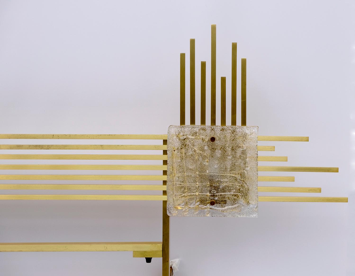 Angelo Brotto Mid-Century Italian Brass Double Bed Headboard for Esperia, 1970s In Good Condition In Puglia, Puglia