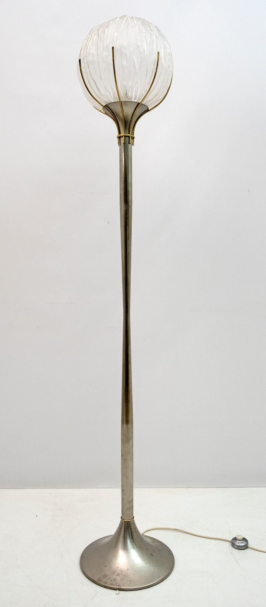 Angelo Brotto Mid-Century Italian Murano and Brass Floor Lamp for Esperia, 1960s 6