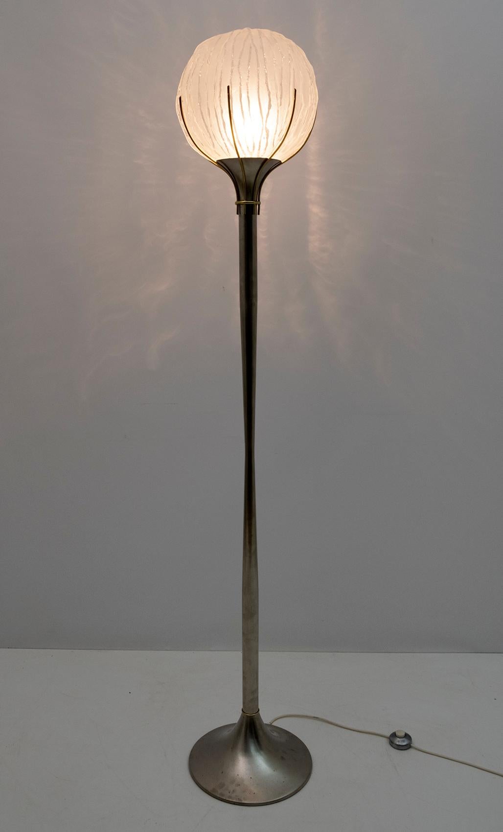 Mid-Century Modern Angelo Brotto Mid-Century Italian Murano and Brass Floor Lamp for Esperia, 1960s