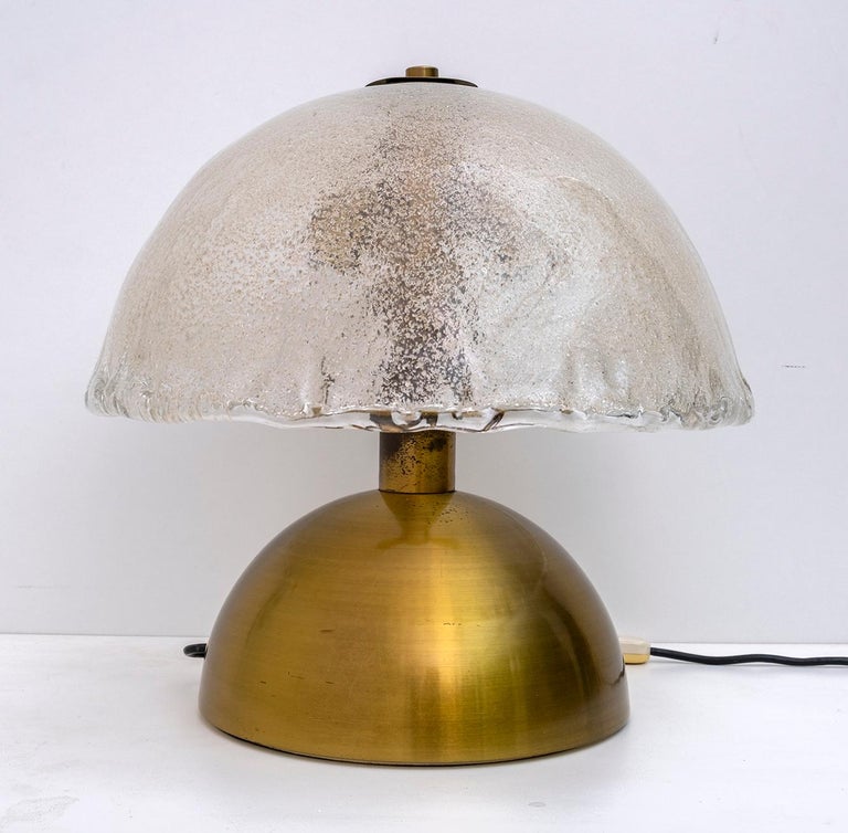 Late 20th Century Angelo Brotto Mid-Century Italian Murano and Brass Table Lamp for Esperia, 1970s For Sale