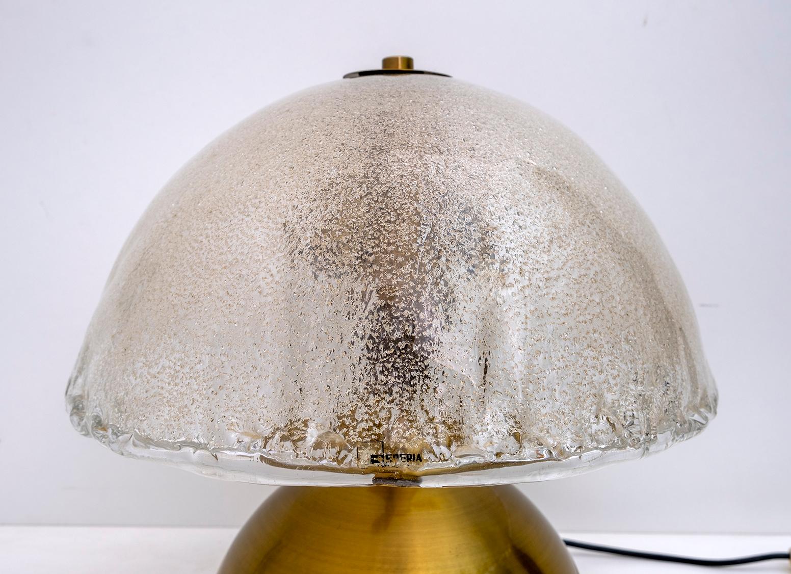 Angelo Brotto Mid-Century Italian Murano and Brass Table Lamp for Esperia, 1970s 1