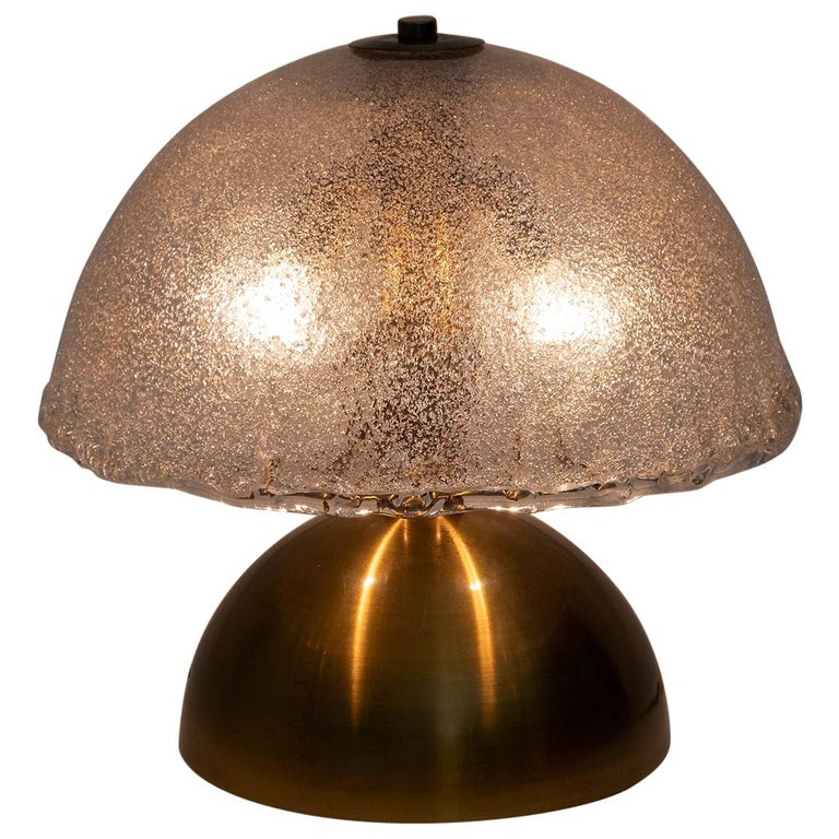 Angelo Brotto Mid-Century Italian Murano and Brass Table Lamp for Esperia, 1970s For Sale