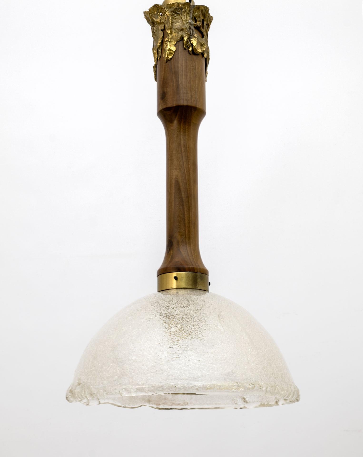 Mid-Century Modern Angelo Brotto, lampe à suspension moderne mi-siècle en verre de Murano et bronze par Esperia, années 70 en vente
