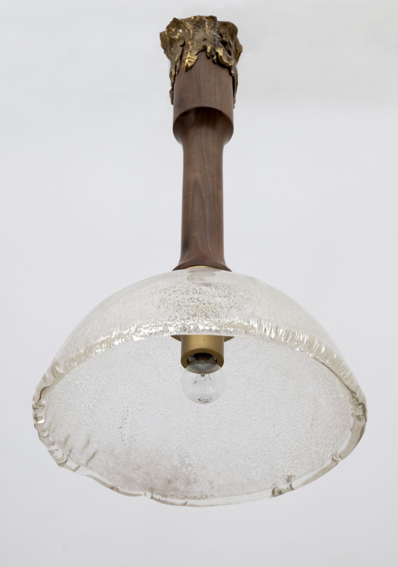 Angelo Brotto, lampe à suspension moderne mi-siècle en verre de Murano et bronze par Esperia, années 70 Bon état - En vente à Puglia, Puglia
