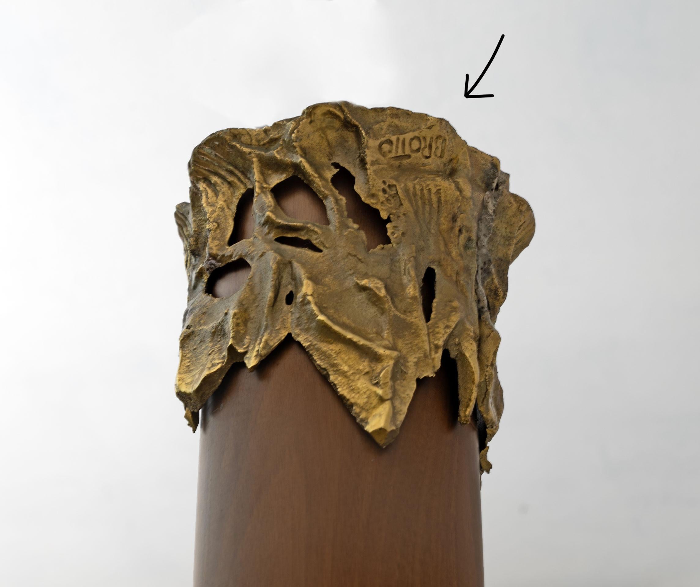 Angelo Brotto Mid-century Modern Murano Glass and Bronze Pendant by Esperia, 70s For Sale 2